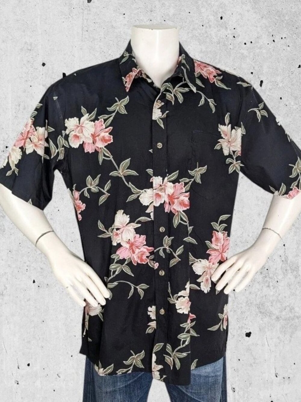 NWT Cooke Street Hawaiian Shirt Size XL Black Floral Tropical